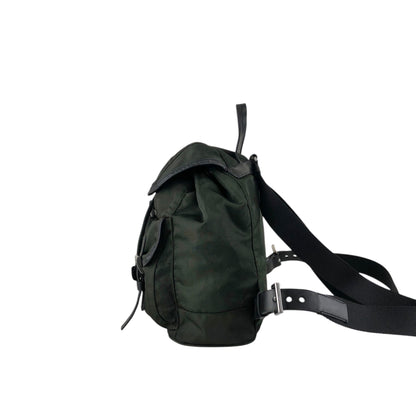 PRADA Tessuto Triangle Logo Double Pocket Backpack Black Vintage kuuttd