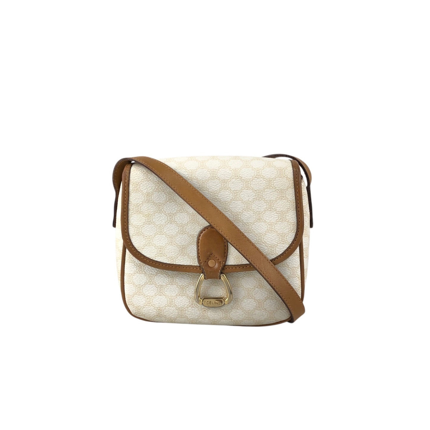 CELINE Macadam Horse Bit Shoulder bag White Vintage ctjind