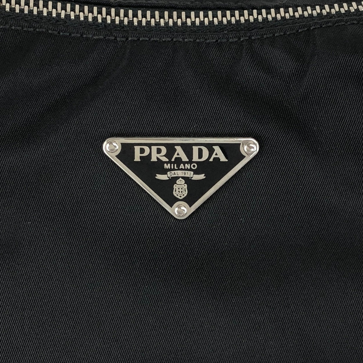 PRADA Tessuto Triangle Logo Shoulder bag Black Vintage 7c33nu