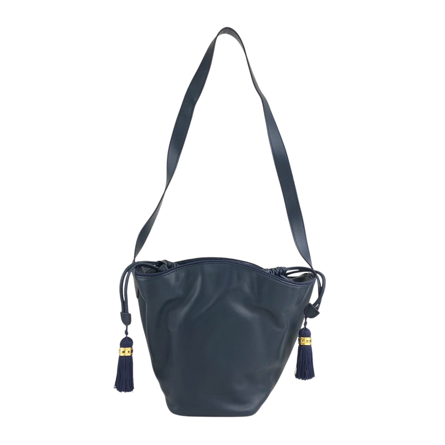 Christian Dior CD Logo Tassel Drawstring Shoulder bag Navy Vintage vzaky4