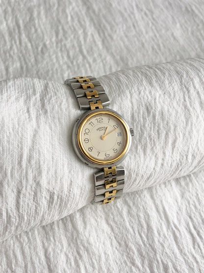 HERMES Quartz Watch Silver×Gold Vintage psz3jv