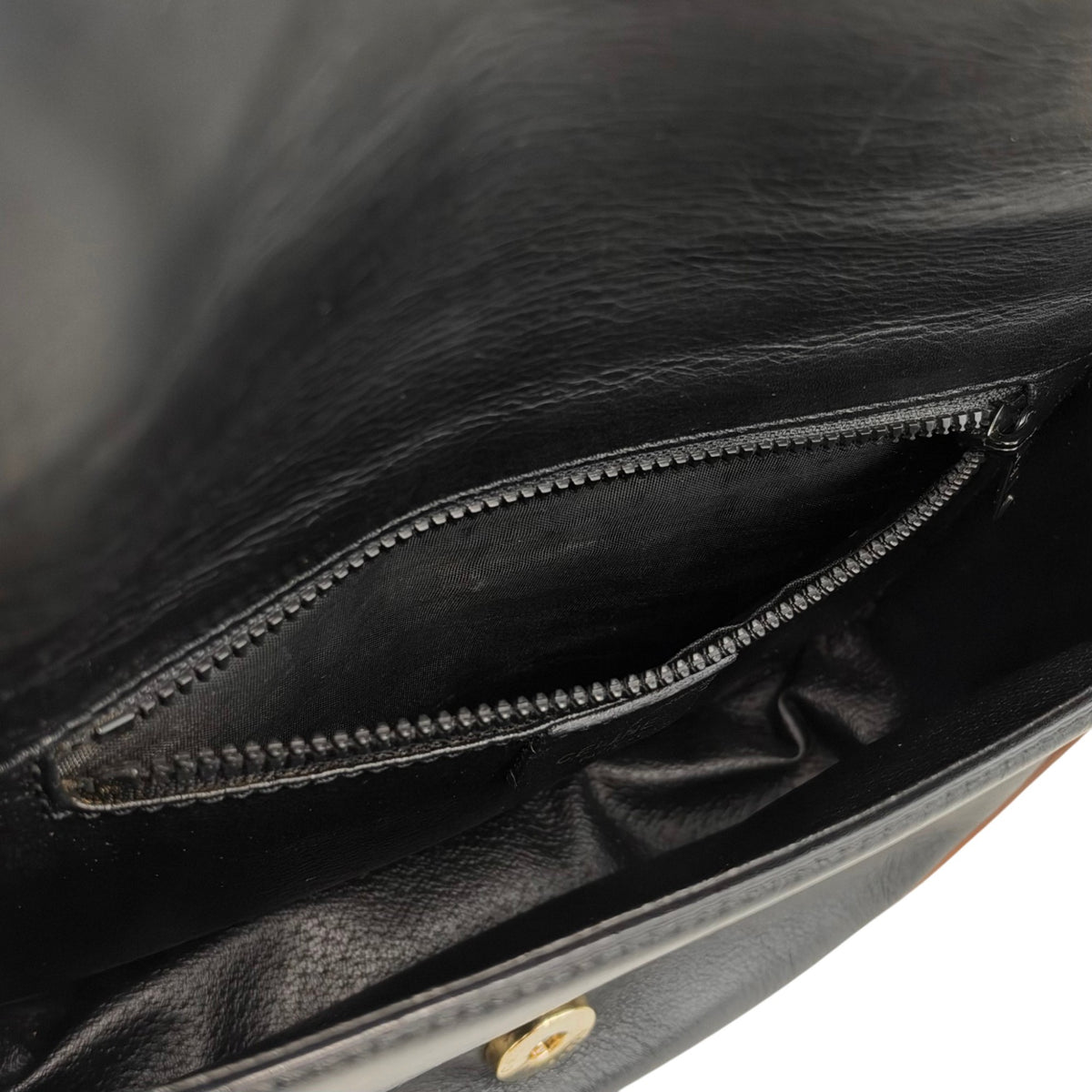 CELINE Front Buckle Shoulder bag Black×Brown Vintage 8seizv
