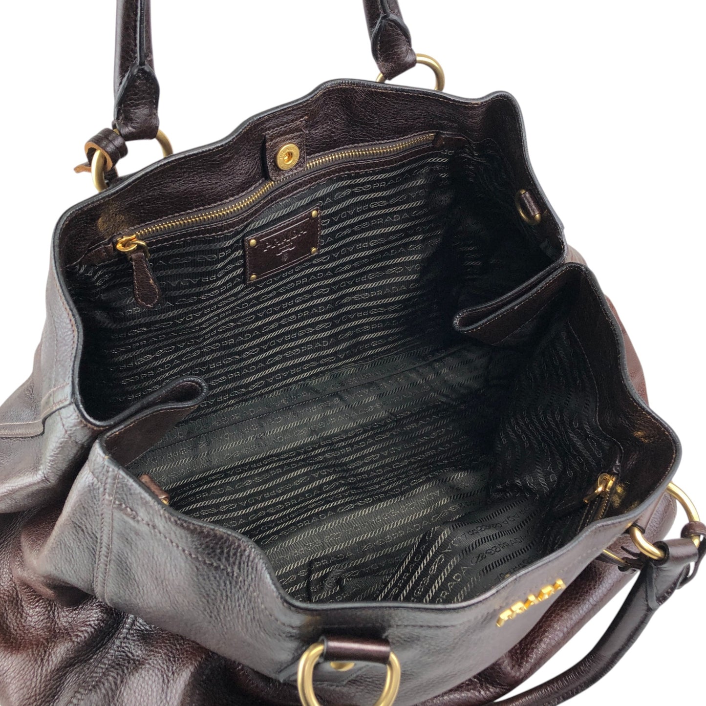 PRADA Logo Two-way Handbag Shoulder bag Brown Vintage ujn2cg