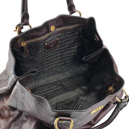 PRADA Logo Two-way Handbag Shoulder bag Brown Vintage ujn2cg