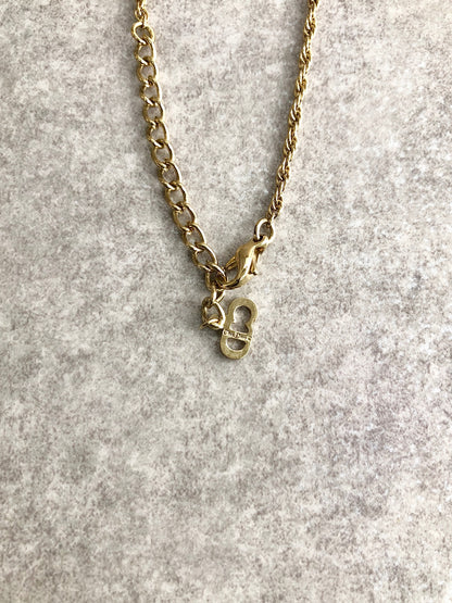 Christian Dior Rhinestone Necklace Earrings Gold Vintage kzzjhg