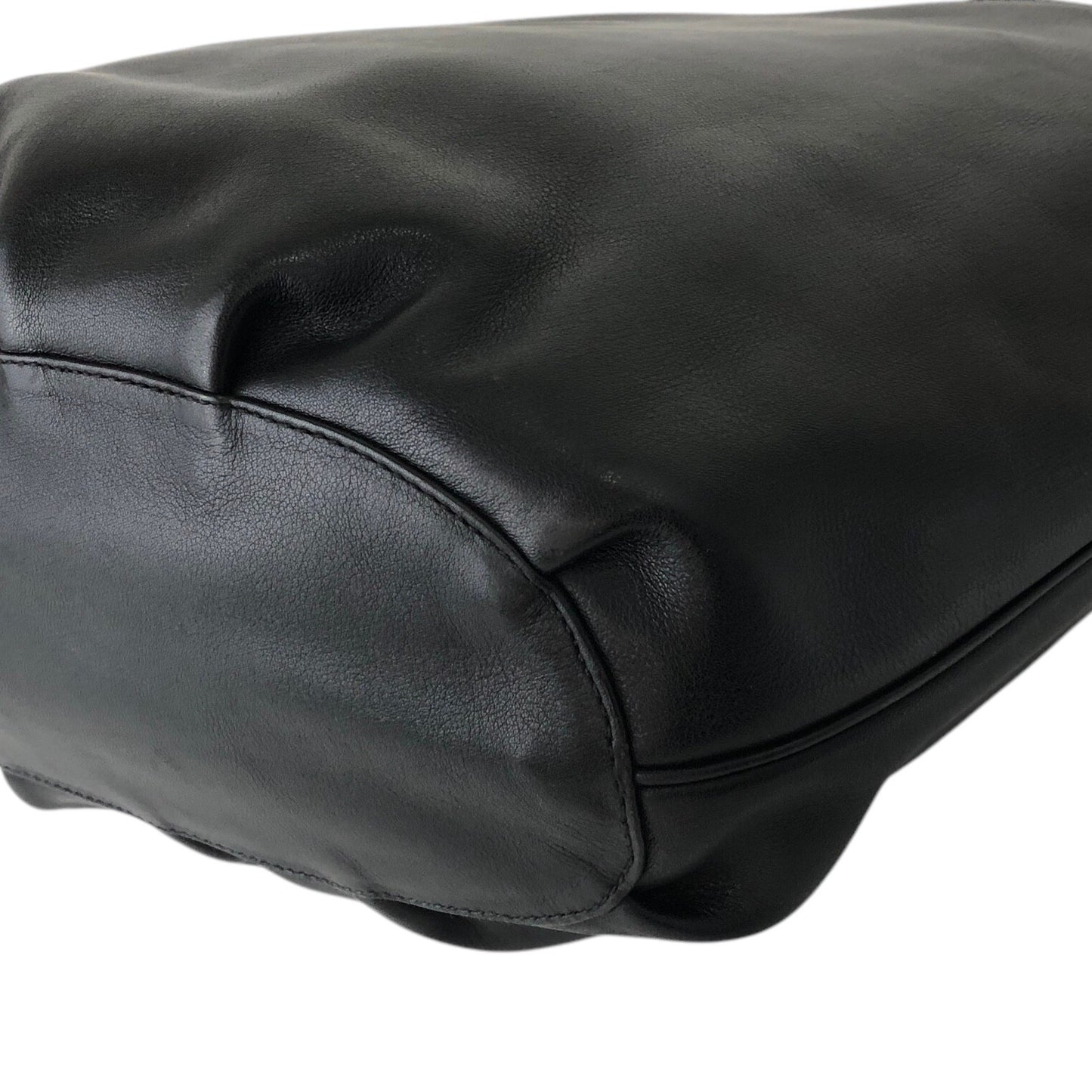 GUCCI Logo Embossed Shoulder bag Totebag Black Vintage cgykye