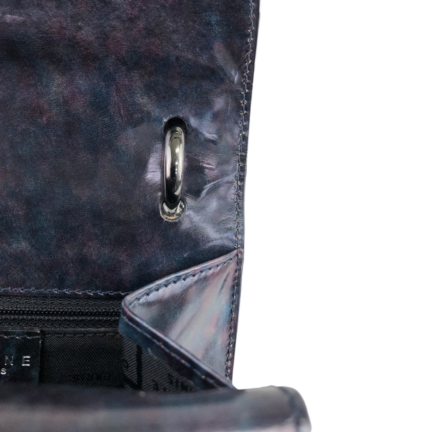 CELINE Gancini Double Flap Shoulder bag Purple Vintage m53hi7