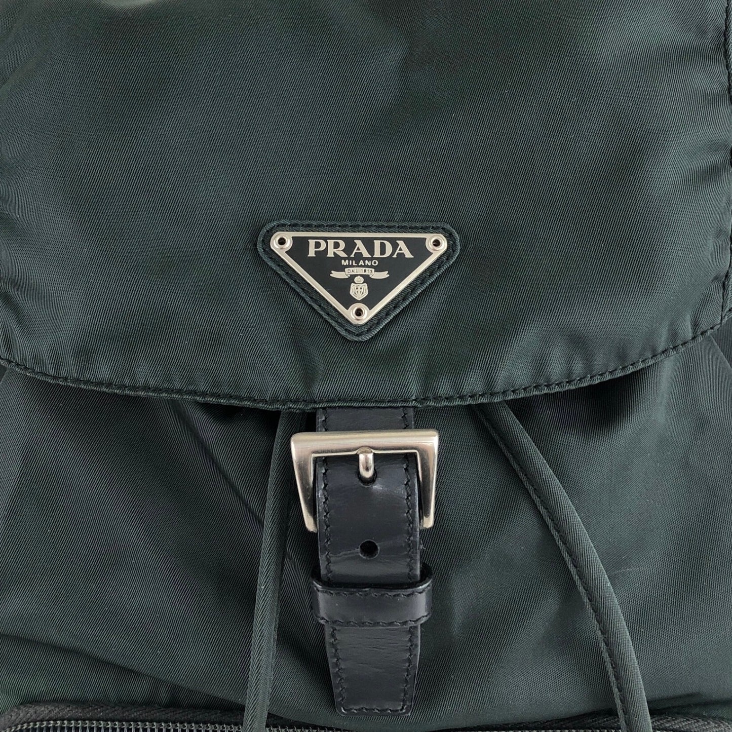 PRADA Tessuto Triangle Logo Bucket bag Green Vintage nxdhfi
