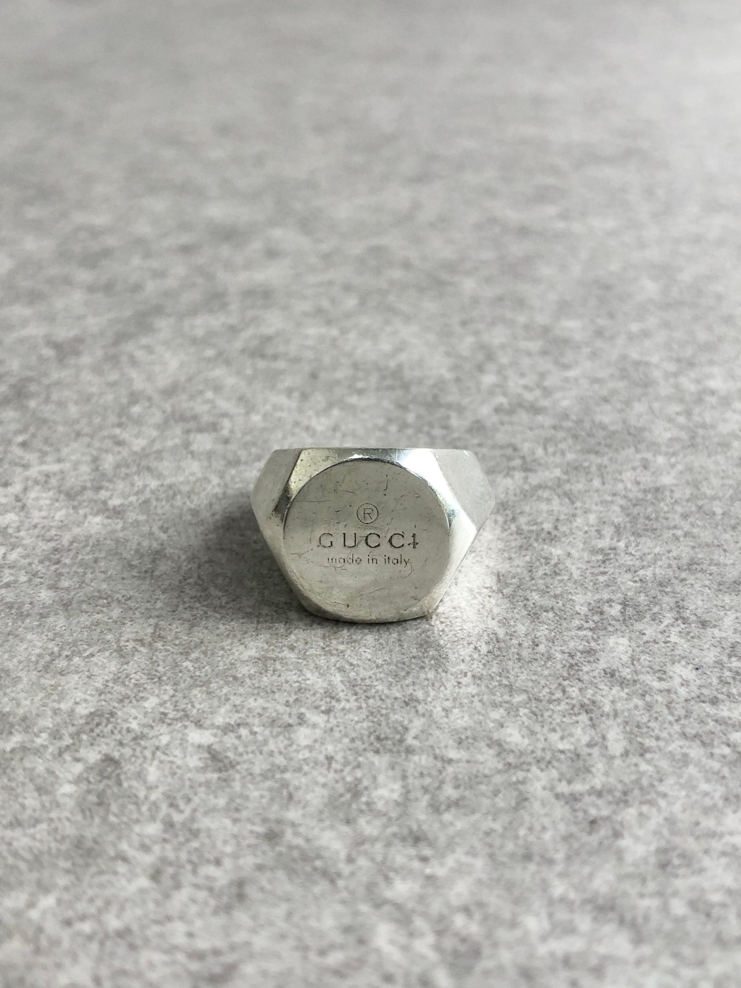 GUCCI Logo Ring Silver Vintage wbevmc