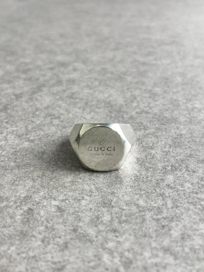 GUCCI Logo Ring Silver Vintage wbevmc