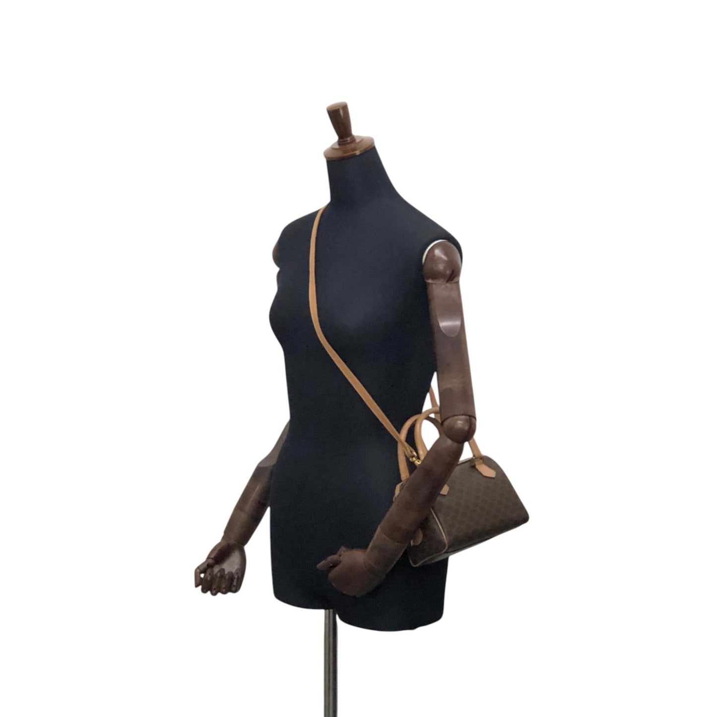 CELINE Macadam Blason Two-way Small Boston bag Shoulder bag Brown Vintage abbsfv