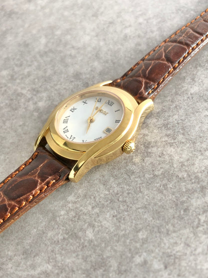 GUCCI Logo Quartz Watch Brown Vintage 42gi68
