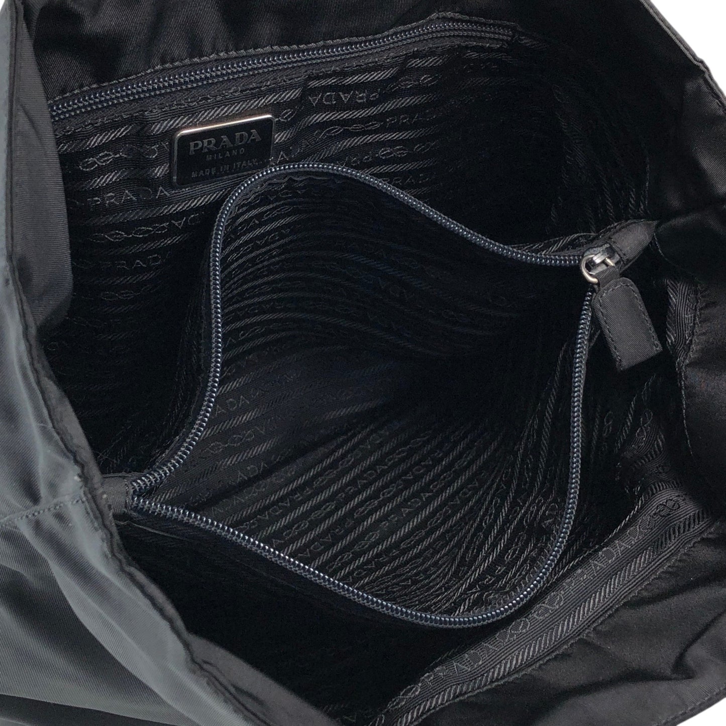 PRADA Tessuto Triangle Logo Handbag Totebag Black Vintage 4fphjj