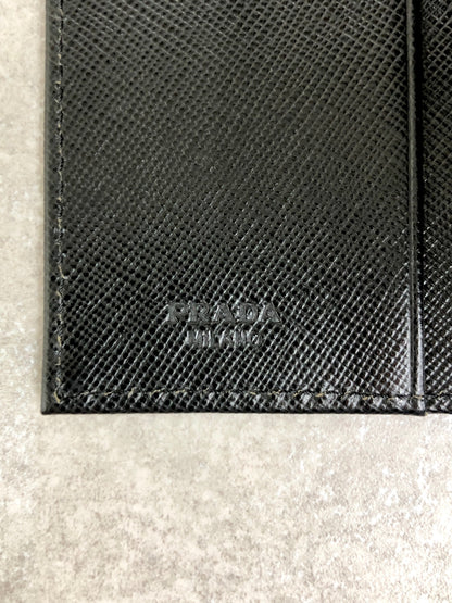 PRADA Triangle Logo Folded Wallet Black Vintage betrj7