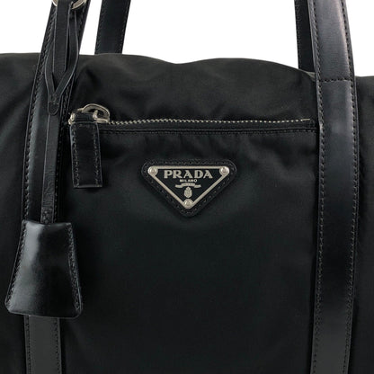 PRADA Tessuto Triangle Logo Small Boston bag Handbag Black Vintage pde7em