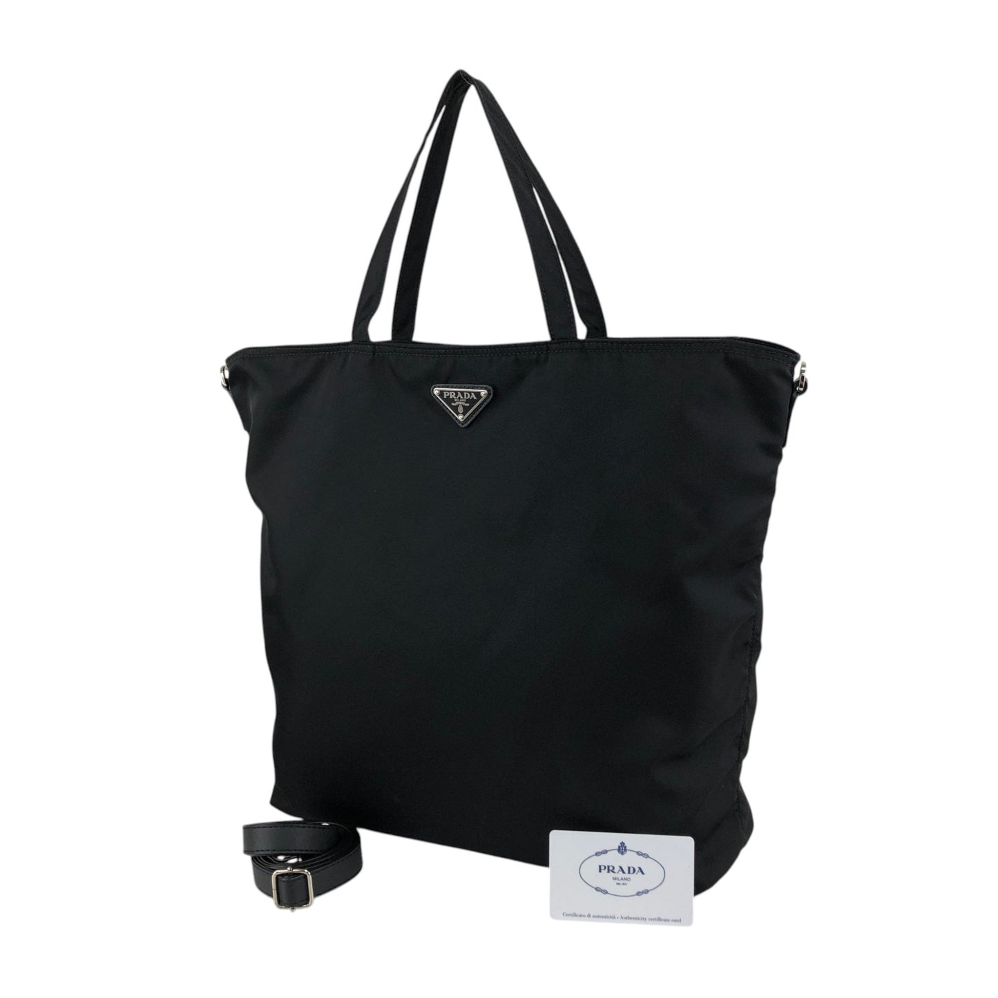 PRADA Tessuto Triangle Logo Two-way Handbag Shoulder bag Black Vintage 3syb38