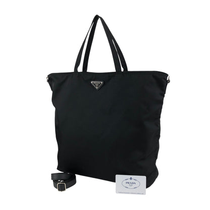 PRADA Tessuto Triangle Logo Two-way Handbag Shoulder bag Black Vintage 3syb38