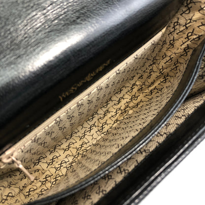 Yves Saint Laurent YSL Logo Shoulder bag Black Vintage rnmcrn