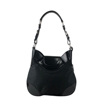 PRADA Logo Front Lock Shoulder bag Black Vintage jh2gpw