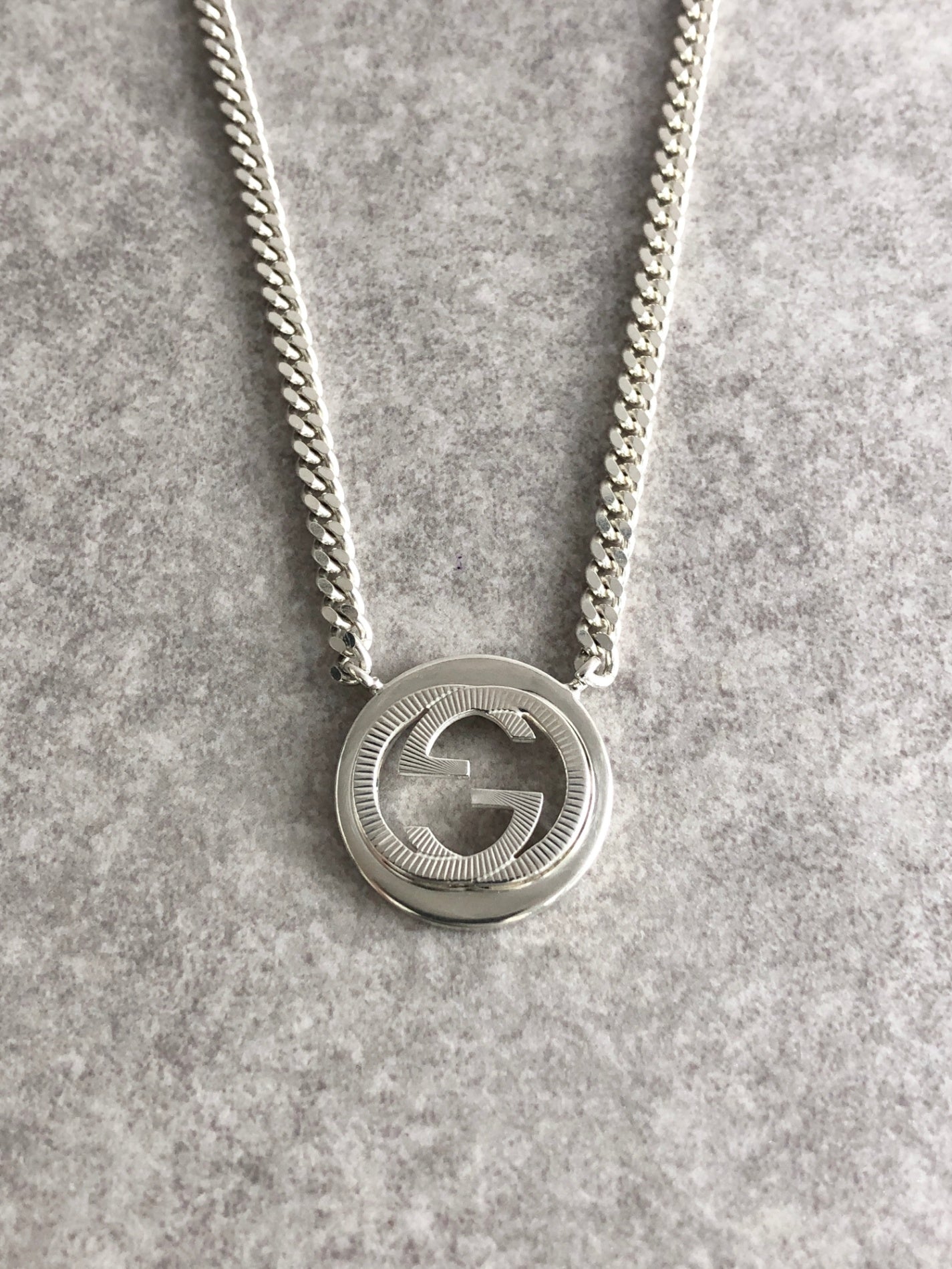 GUCCI Interlocking SILVER925 Necklace Silver Vintage wfkvih
