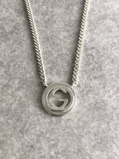 GUCCI Interlocking SILVER925 Necklace Silver Vintage wfkvih
