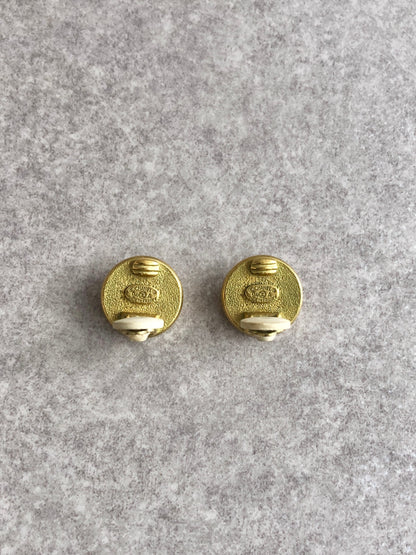 CHANEL Logo Earrings Gold Vintage vkeawm