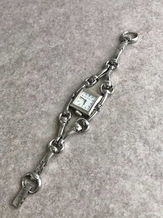 GUCCI Logo Quartz Watch Silver 116.5 Vintage ck6cm8