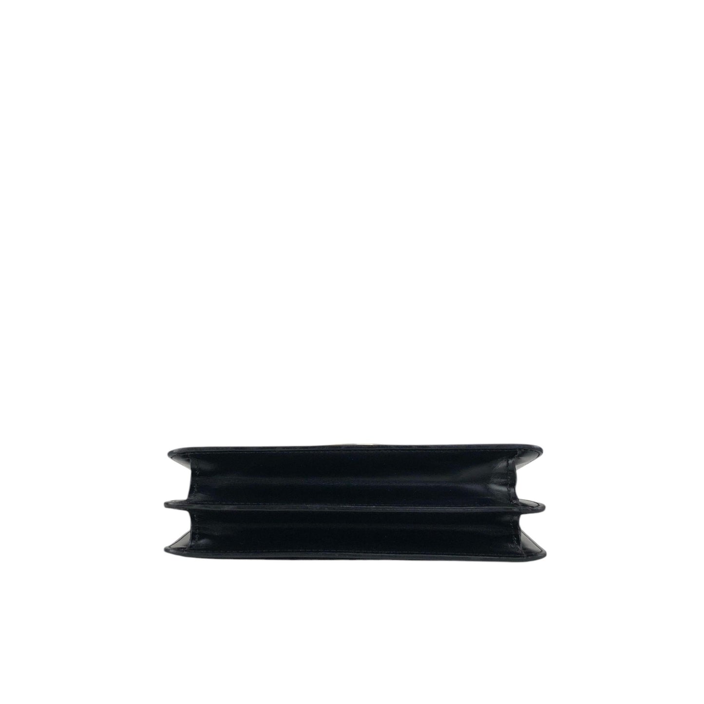 CELINE Double Flap Handbag Black Vintage teziwg