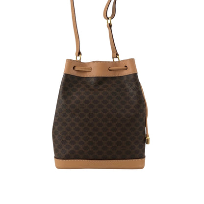 CELINE Macadam Blason Drawstring Shoulder bag Brown Vintage kvk5hf