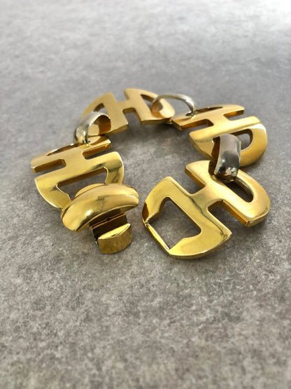 CELINE Horse Bit Bracelet Gold Vintage uub3z2