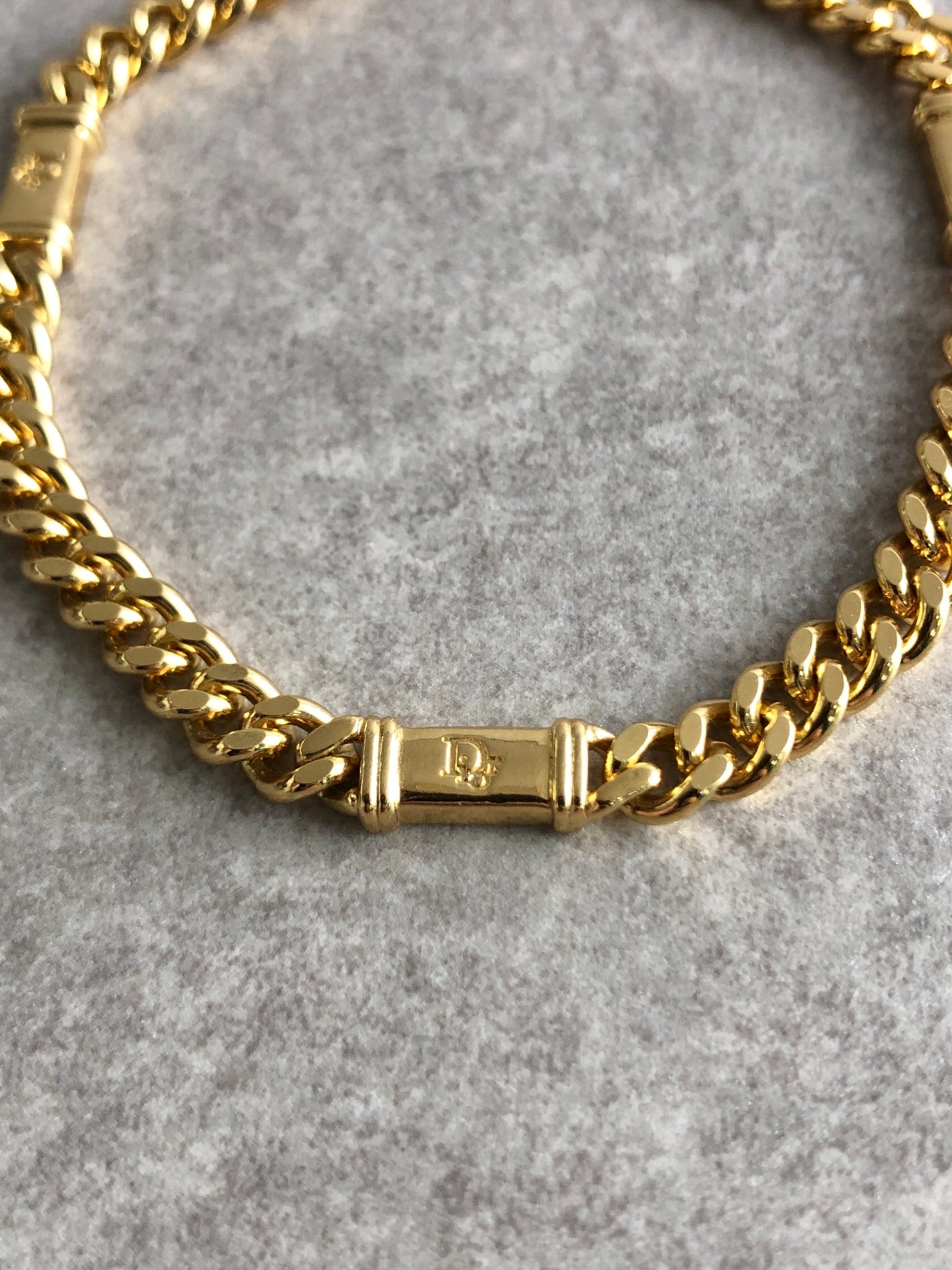 Christian Dior Logo Motif  Bracelet Gold Vintage 77a68y