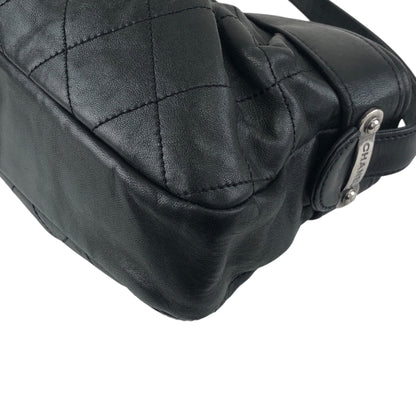 CHANEL Matelasse Logo Shoulder bag Black Vintage mwt523