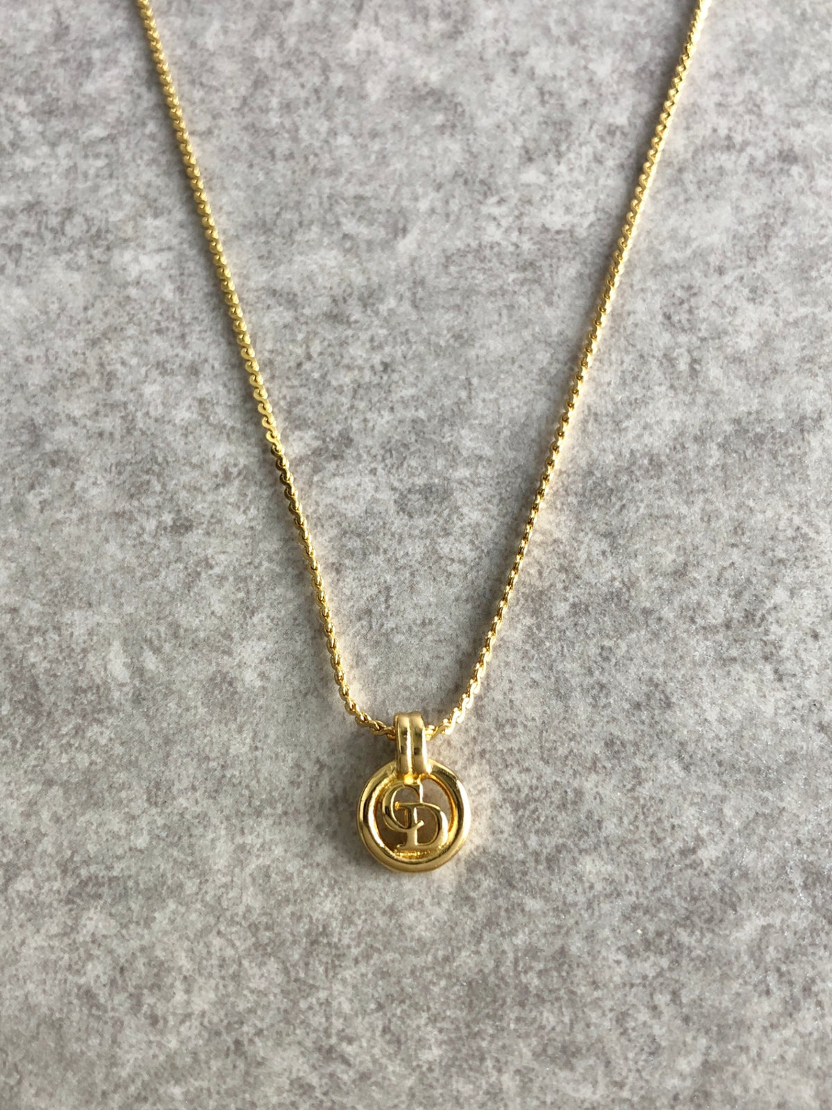 Christian Dior CD Logo Necklace Gold Vintage vppx7b