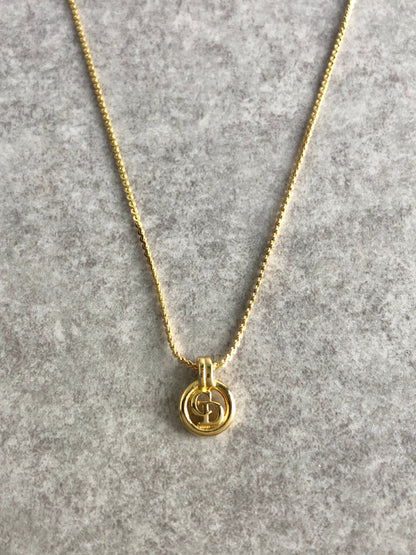 Christian Dior CD Logo Necklace Gold Vintage vppx7b