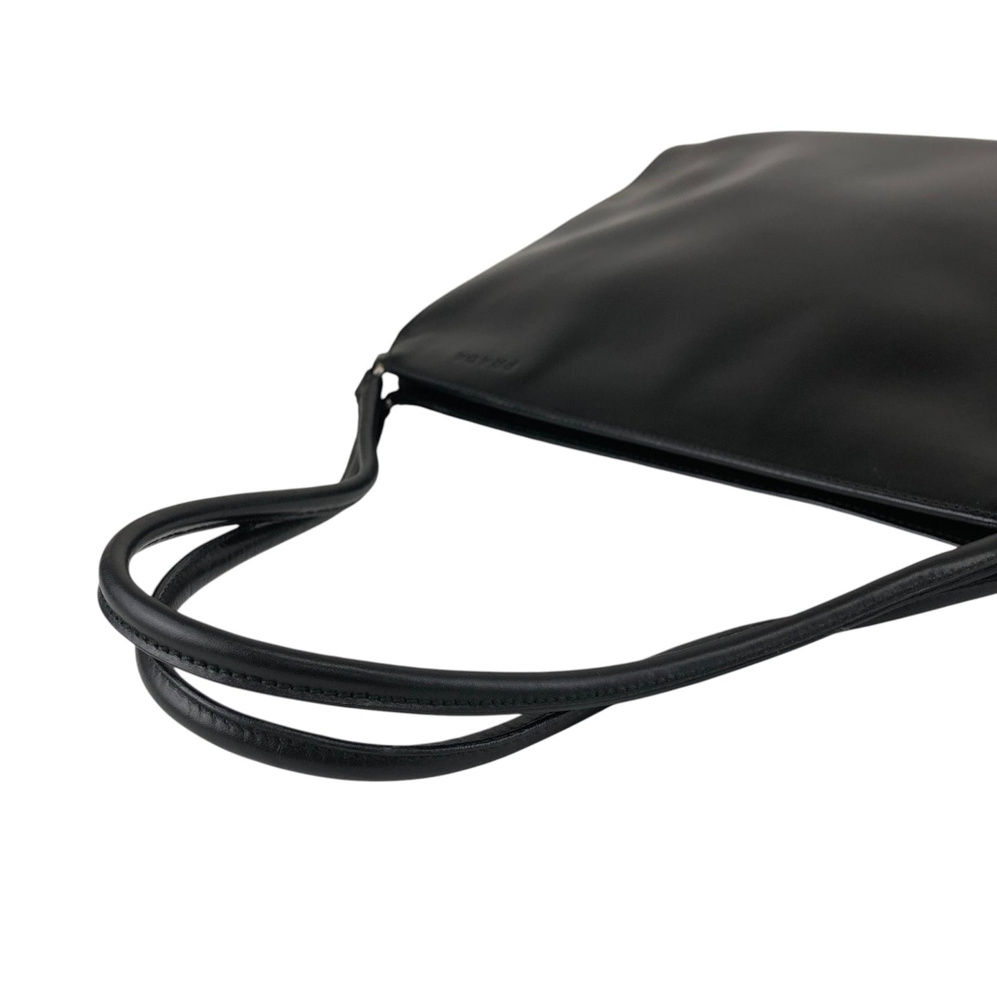 PRADA Logo Embossed Shoulder bag Black T4Q8CGH Vintage duepcf