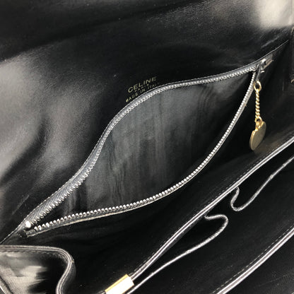 CELINE Triomphe Horse Carriage Shoulder bag Black Vintage pw788h