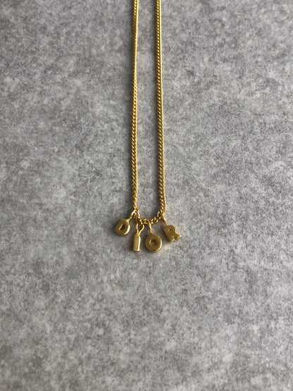 Christian Dior CD Logo Necklace Gold Vintage gex7us