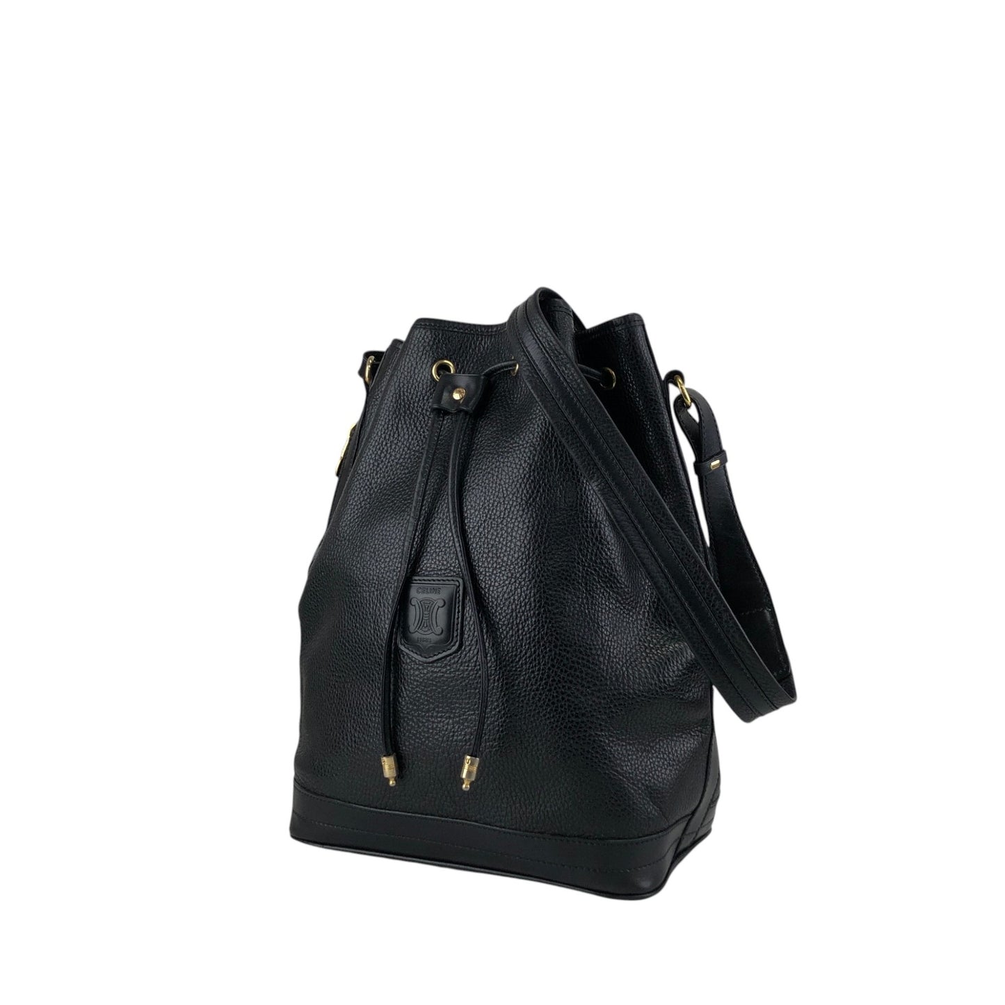 CELINE Blason Drawstring Shoulder bag Black Vintage 6uw6d7