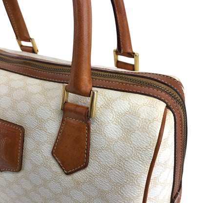 CELINE Macadam Blason Handbag Boston bag White Vintage ph8fuj