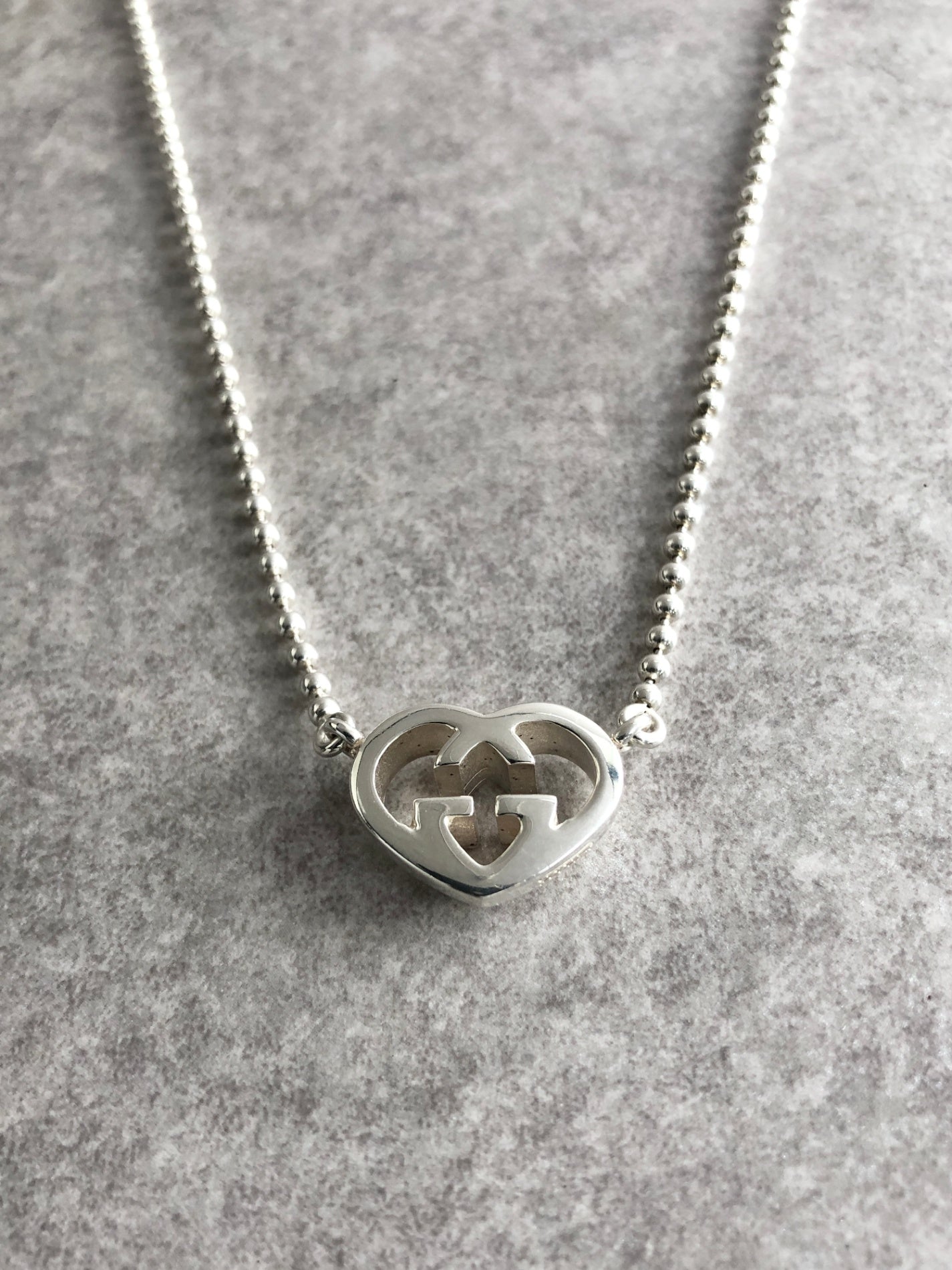 GUCCI Interlocking SILVER925 Necklace Silver Vintage 86xzbs