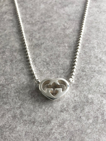 GUCCI Interlocking SILVER925 Necklace Silver Vintage 86xzbs