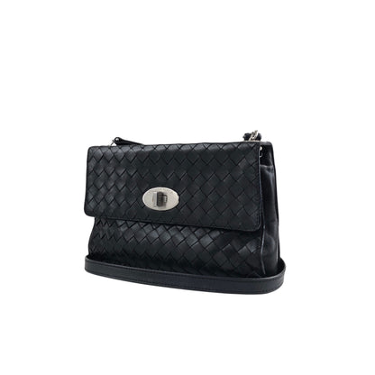 Bottega Veneta Intrecciato Turn Lock Shoulder bag Black Vintage jk5whm