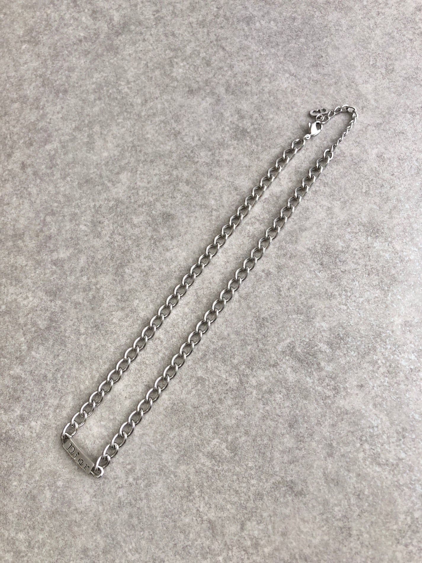 Christian Dior Logo Necklace Silver Vintage bbrkni