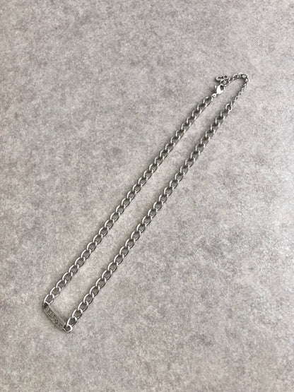Christian Dior Logo Necklace Silver Vintage bbrkni
