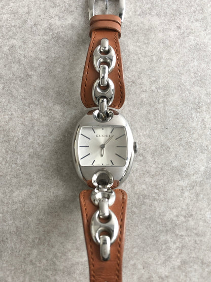 GUCCI Watch Silver×Brown YA121309 Vintage berjjr
