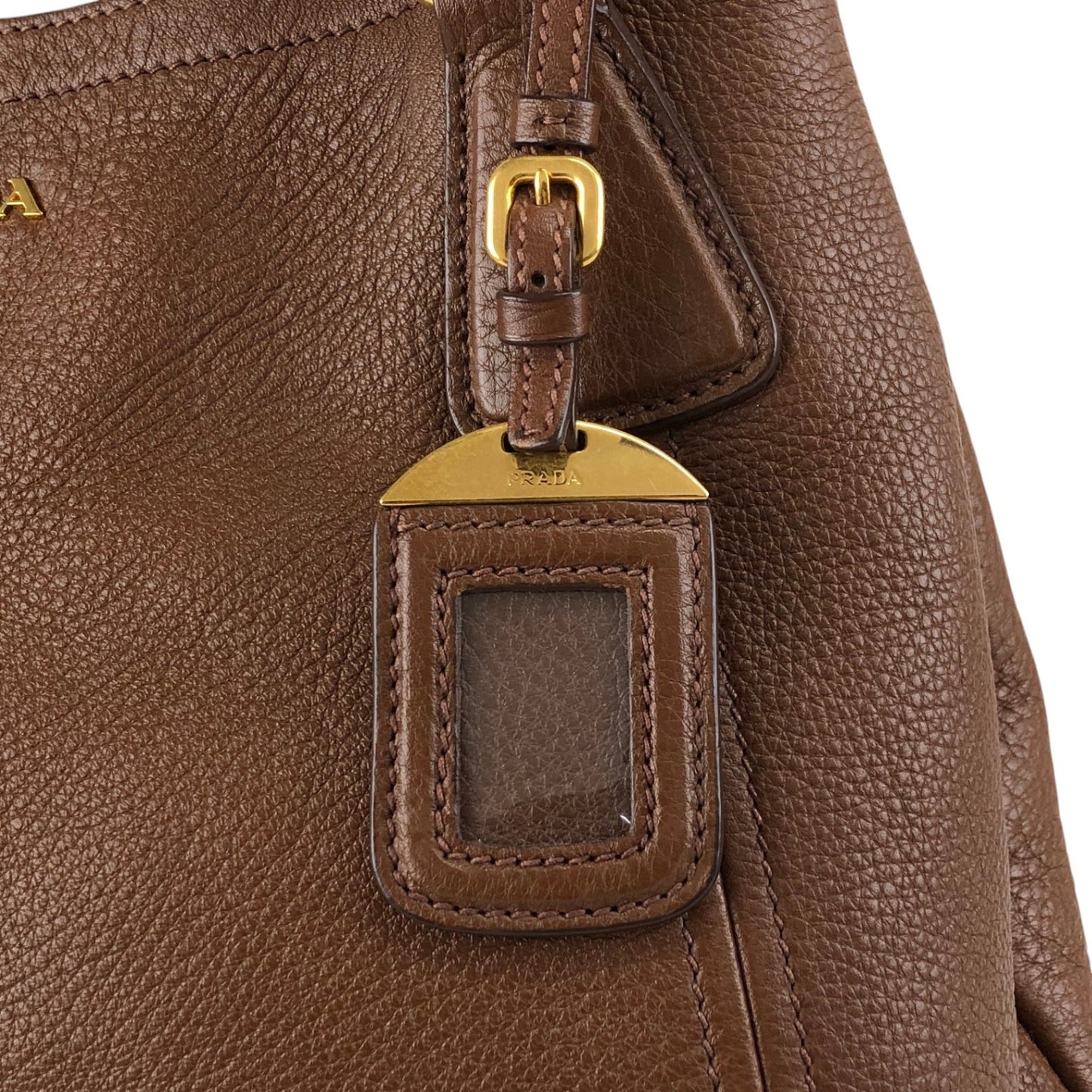 PRADA Logo Two-way Handbag Shoulder bag Brown Vintage avpisn