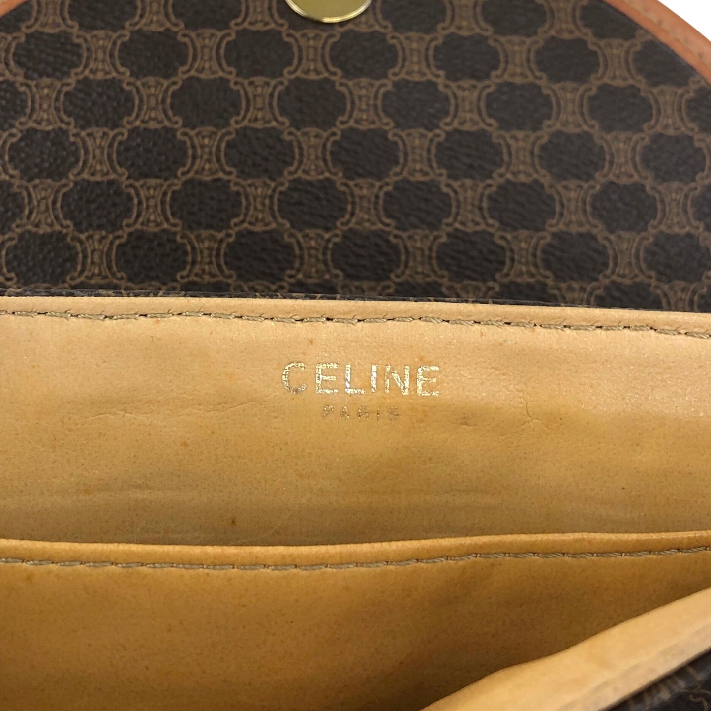 CELINE Macadam Blason Shoulder bag Brown Vintage a4uyd7