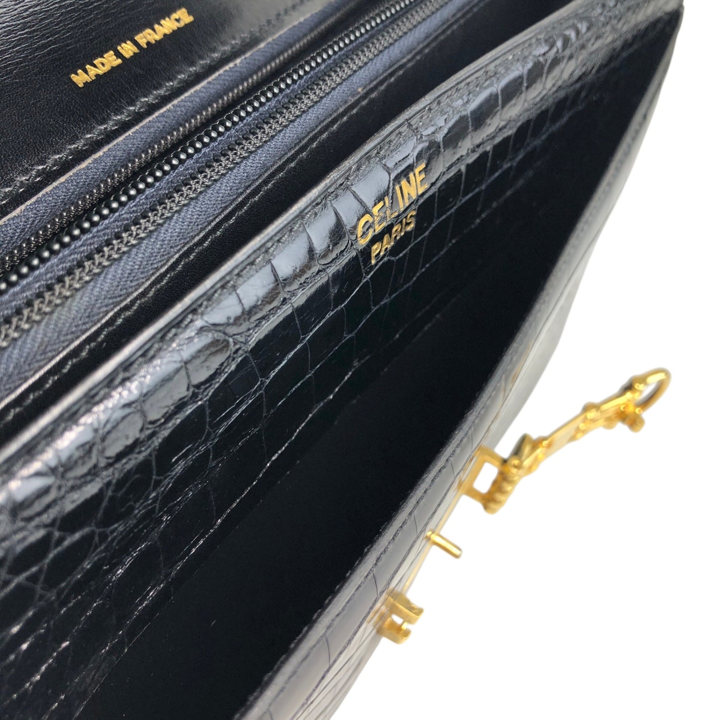 CELINE Horse Bit Handbag Black Vintage 4mkifm