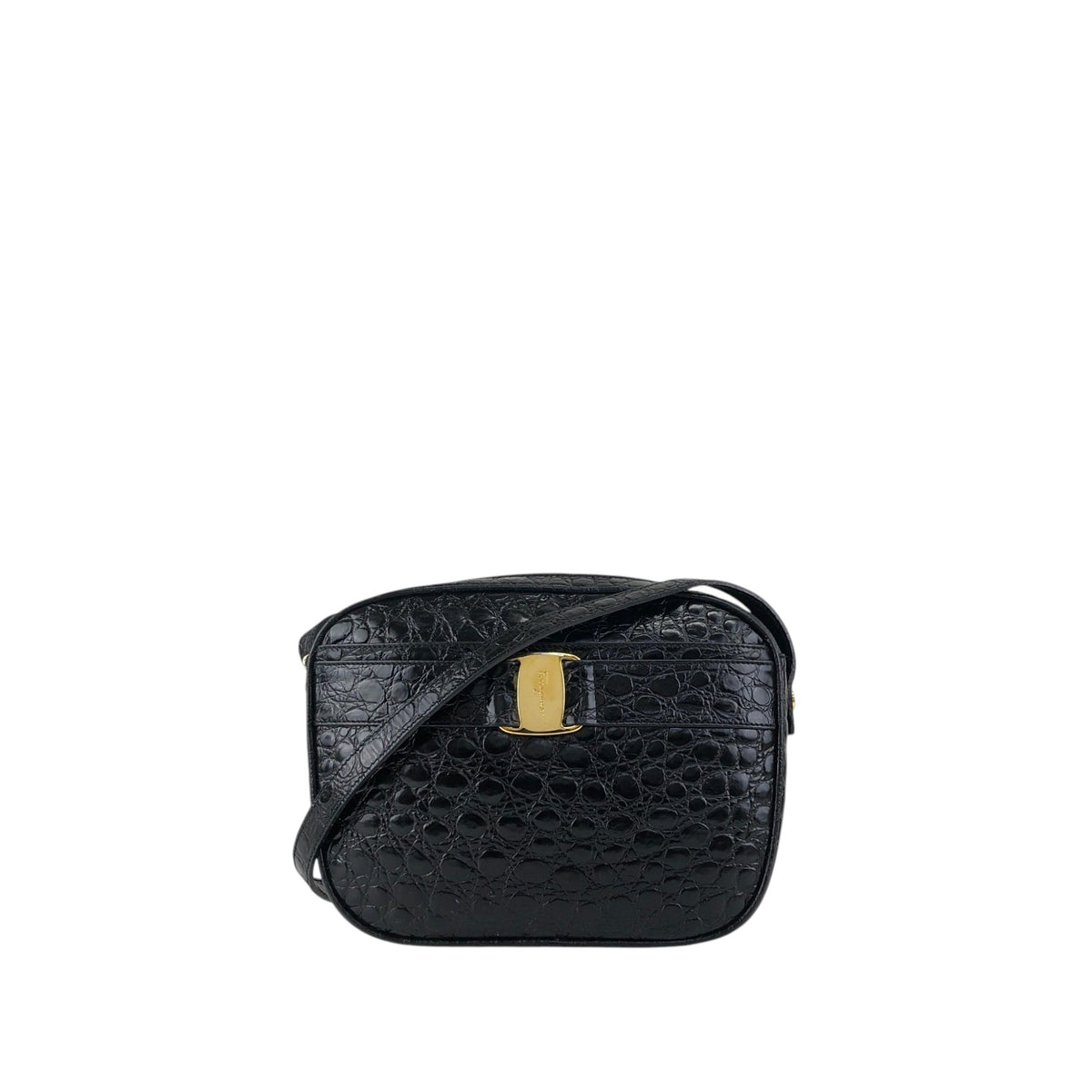 Salvatore Ferragamo Logo Shoulder bag Black Vintage 2vgt32
