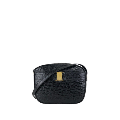 Salvatore Ferragamo Logo Shoulder bag Black Vintage 2vgt32
